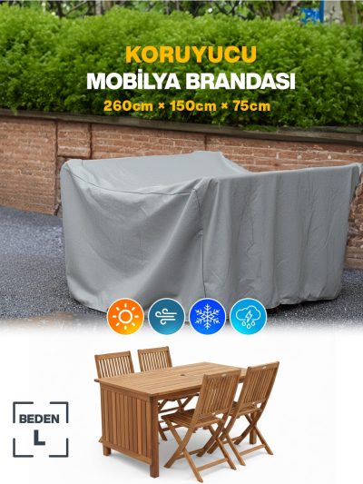 Bahçe Mobilya Koruma Örtüsü - 260×150×75 (L Beden)
